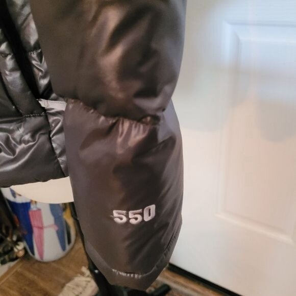 Girls The North Face Puffer Jacket Gray Hood Hoodie Size 14 16 Large 550 - Picture 5 of 12